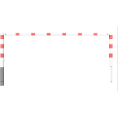 Access barriers | with triangular locking mechanism | swing-back | with top bar | hot-dip galvanized and white coatedwith red reflecting stripes | total width: 3000 mm